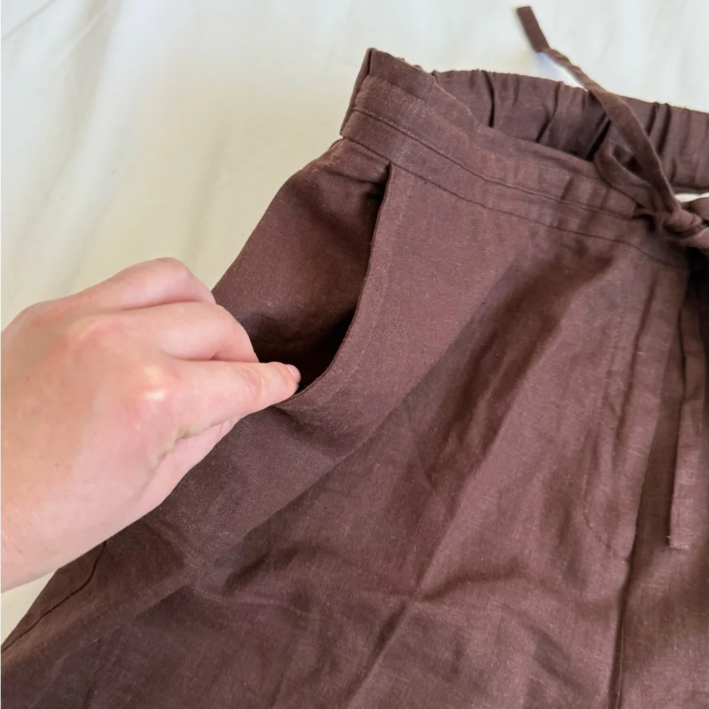 Vintage Sag Harbor Brown Linen Pants Size 16P – Relaxed Fit Capri/Ankle Length
